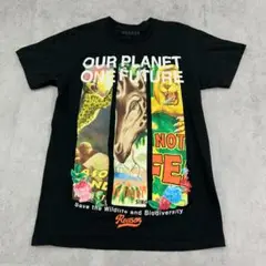 動物　アニマル　集合　トップス　半袖　Tシャツ　古着　ブラック　黒　M