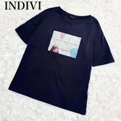 24SS インディヴィ　フォトTシャツ　チャコールグレー　コットン100%