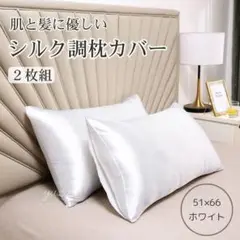 シルク調 枕カバー ピローケース ホワイト 袋タイプ 2枚セット 美髪 美肌