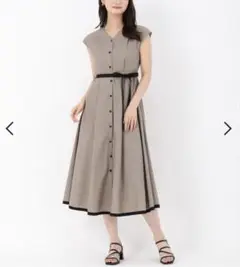 MISCH MASCH フレンチスリーブシャツワンピース モカ