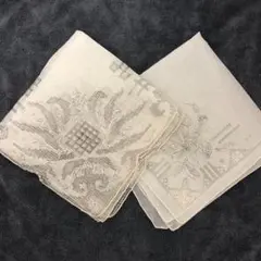 SWATOW MEIKA スワトウ刺繍ハンカチ２枚セット ホワイト 7957