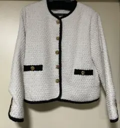 【新品】misatoyさん　ツイードジャケット　ホワイト 神戸レタス