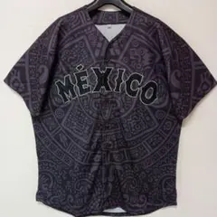 MEXICOメキシコ新品未使用総柄ベースボールシャツ半袖刺繍ビッグサイズXL