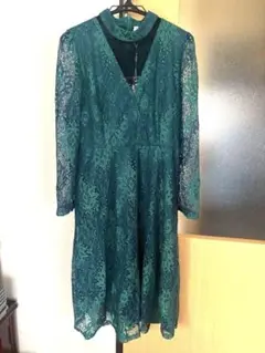 YMS ダークグリーン レース ワンピース XL