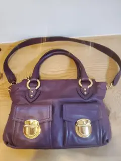 パープルレザーショルダーバッグ