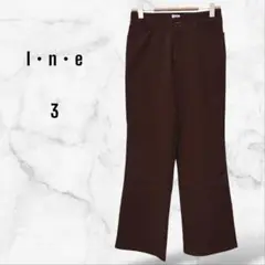 【l・n・e】ストレートカラーパンツ 無地 ブラウン(3/L)シンプル 下