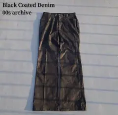 00s archive Black Coated Flared Denim