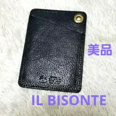美品 イルビゾンテ レザー カードケース パスケース ブラック 黒 ゴールド