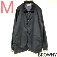 BROWNY ネイビー×ブラウン M コットンジャンパー ブルゾン 匿名配送