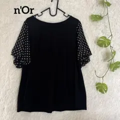 n'Or フリルスリーブ　ブラック　トップス　シフォン　フリル　【F】