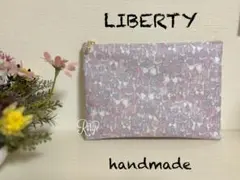 LIBERTY ラミネート生地　マルチポーチ　ジェニーズボウズ　ピンク　リボン