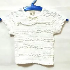 【新品】petit main フリル付きTシャツ♡ 80cmホワイト