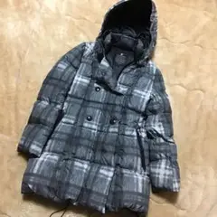 LOVELESS ダウンコート ホワイトグースダウン チェック グレー