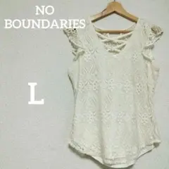 NO BOUNDARIES 【L】レースノースリーブシャツ アイボリー