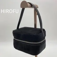 HIROFU ヒロフ ハラコ バニティ ポーチ ブラック LAMPOファスナー