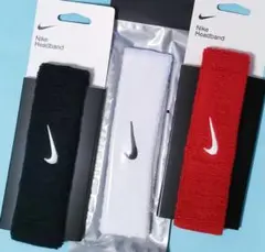 ３本セット　ブラック白赤　ナイキヘアバンドNIKEヘッドバンド汗対策sb