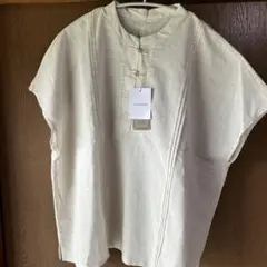 (美品)ベージュ 半袖シャツ リネン風 新品　未使用