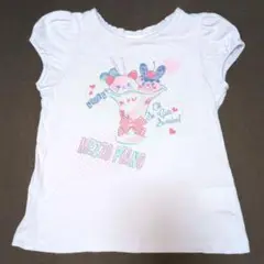 120★メゾピアノ★パフ袖！ロゴ＆アニマルパフェプリントＴシャツ★