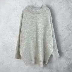 【AUG アウグ】　ハイネックバルーンニットプルオーバー　洗える　ゆったり