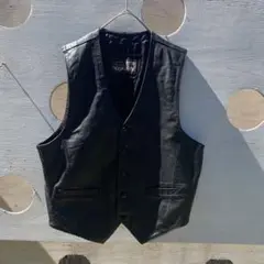 70s vintage レザーベスト 牛皮革