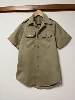 アメリカ軍　us army 70s チノシャツ　コットン　XS