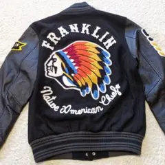 9-7 FRANKLIN MARSHALL スタジャン　黒　袖レザー
