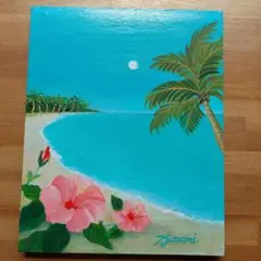 夢見多恵画　新作　原画　一点物 南国　風景画　F3(27.3×22×1)