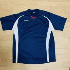 アシックス　ASICS　トレーニングシャツ　紺×白　L　メンズ