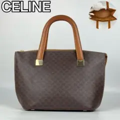 CELINE セリーヌ マカダム柄 レザー トートバッグ PVC ロゴ 金具