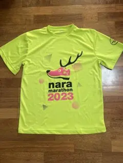 奈良マラソン2023 ランニングシャツ Mサイズ 蛍光イエロー