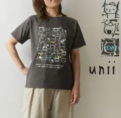 ウニィ コットン ぎっしり ネコ プリント Tシャツレディース 大人可愛い