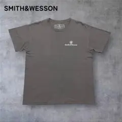 【322】SMITH&WESSON半袖クルーネックプリントTシャツ灰色グレーL