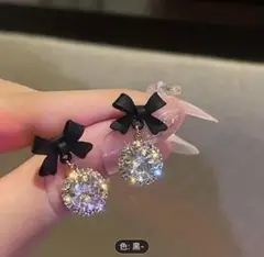 ✨️数量限定✨️ピアス 黒リボン オシャレ