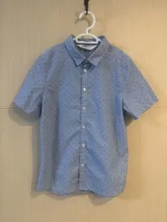 美品　H&M 水色ドット柄半袖シャツ綿100% kids134 8-9Y