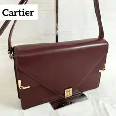 Cartier カルティエ 　マストライン　ボルドー　ワイン　ショルダーバッグ