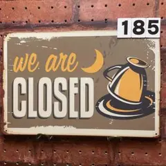 喫茶店 コーヒー CLOSED クローズ 《185》ブリキ 看板 レトロ風 ☻