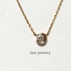 スタージュエリー K18PG ムーンセッティング ネックレス 0.06ct