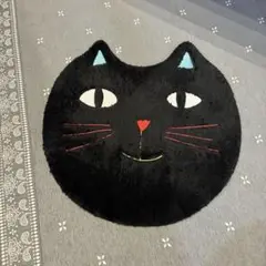 クロネコ　黒猫　玄関　トイレ　マット　ラグ 丸洗い可能