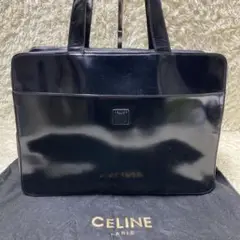 美品 セリーヌ トートバッグ ロゴ金具 ロゴプレート カーフ ビジネスバッグ