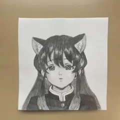 鬼滅の刃ファンアート 時透無一郎猫耳Verイラスト アナログ画