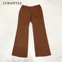 美品　キュアスタイル スラックス(44)フレアパンツ　総柄　ウール混　個性派
