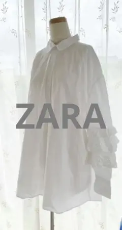 ZARA ザラ　フリルブラウス　白シャツ　インパクト