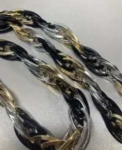 ツイストチェーン ネックレス 黒 金 銀 約70cm