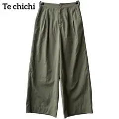 テチチ タック入りワイドパンツ【F】バックウエストゴム ポケット 大人カジュアル