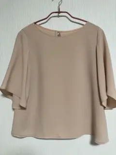 PLST プラステ　ダブルクロスフレアスリーブブラウス　ピンクベージュ　S