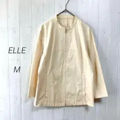 ELLE 　長袖薄手ジャケット　ベージュ　M相当　ノーカラー