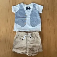 H&M Tシャツ パンツ 2枚セット ホワイト ベージュ 60〜70