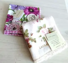 LAURA ASHLEY 花柄タオルハンカチ 2枚セット