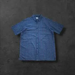 L.L.Beanエルエルビーン古着半袖シャツチェック柄ブルートラッドR721
