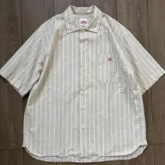 美品　DANTON 半袖ワークシャツ ポプリンシャツ　サイズ38 ストライプ　M